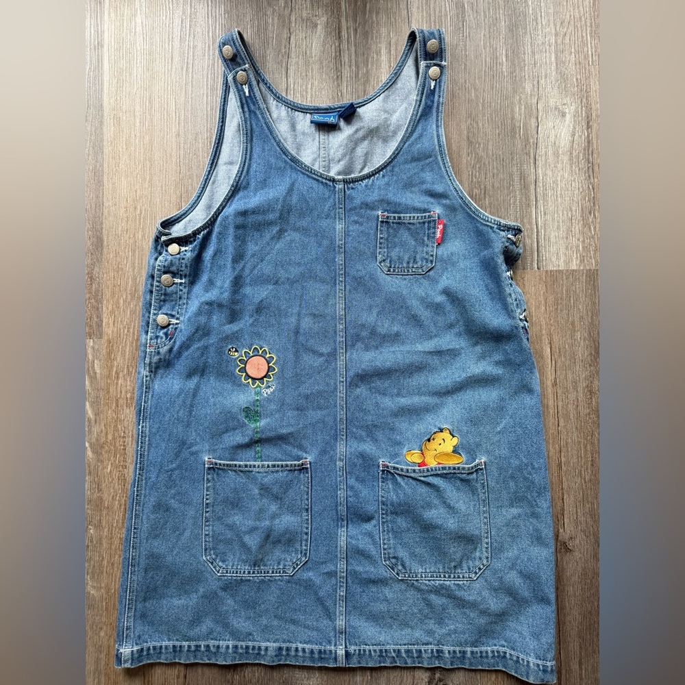 Vintage Denim Pooh (Disney) Sleeveless Dress with Embroidery.‎